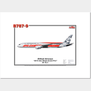 Boeing B787-9 - Etihad Airways "2019 Abu Dhabi Grand Prix" (Art Print) Posters and Art